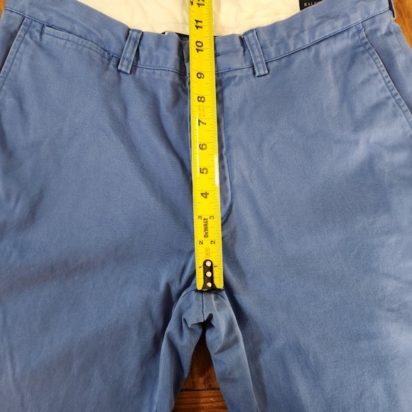 Polo Ralph Lauren Blue Flat Front Chinos 34x33 100% Cotton Classic Fit Logo - Picture 11 of 11
